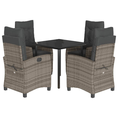 5-Delige Tuinset Met Kussens Poly Rattan Grijs