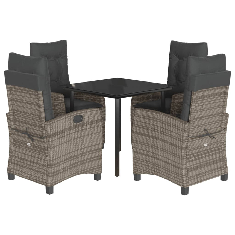 5-Delige Tuinset Met Kussens Poly Rattan Grijs