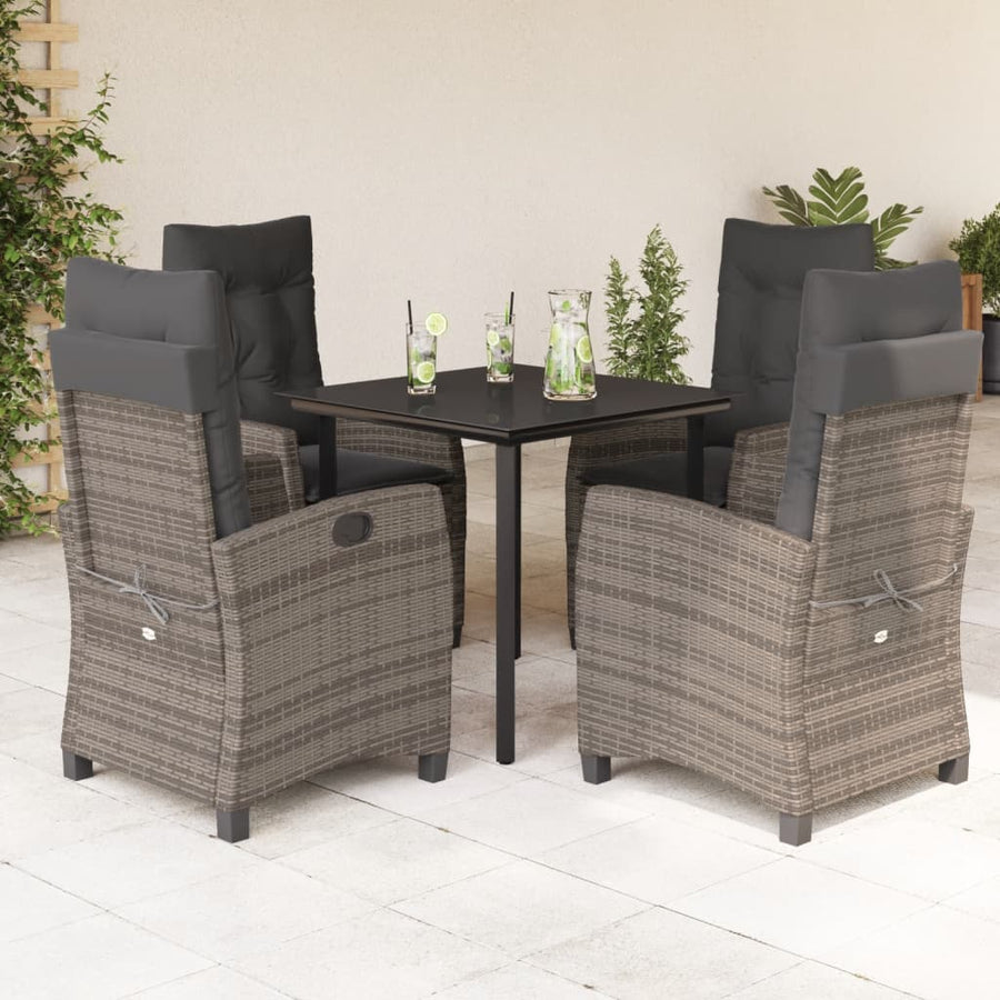 5-Delige Tuinset Met Kussens Poly Rattan Grijs