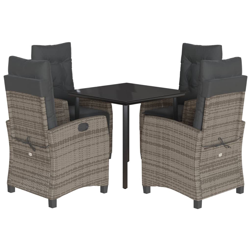 5-Delige Tuinset Met Kussens Poly Rattan Grijs