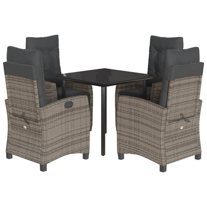 5-Delige Tuinset Met Kussens Poly Rattan Grijs