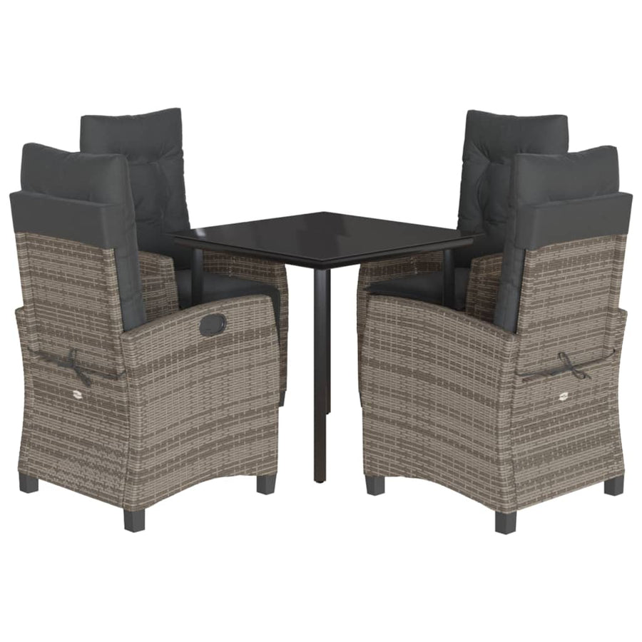 5-Delige Tuinset Met Kussens Poly Rattan Grijs