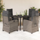 5-piece Garden Set with Cushions Poly Rattan Grey