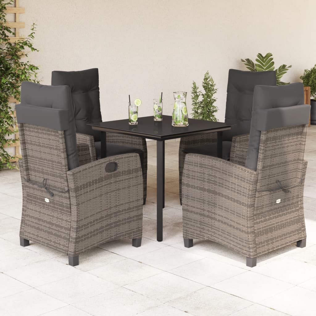 5-Delige Tuinset Met Kussens Poly Rattan Grijs