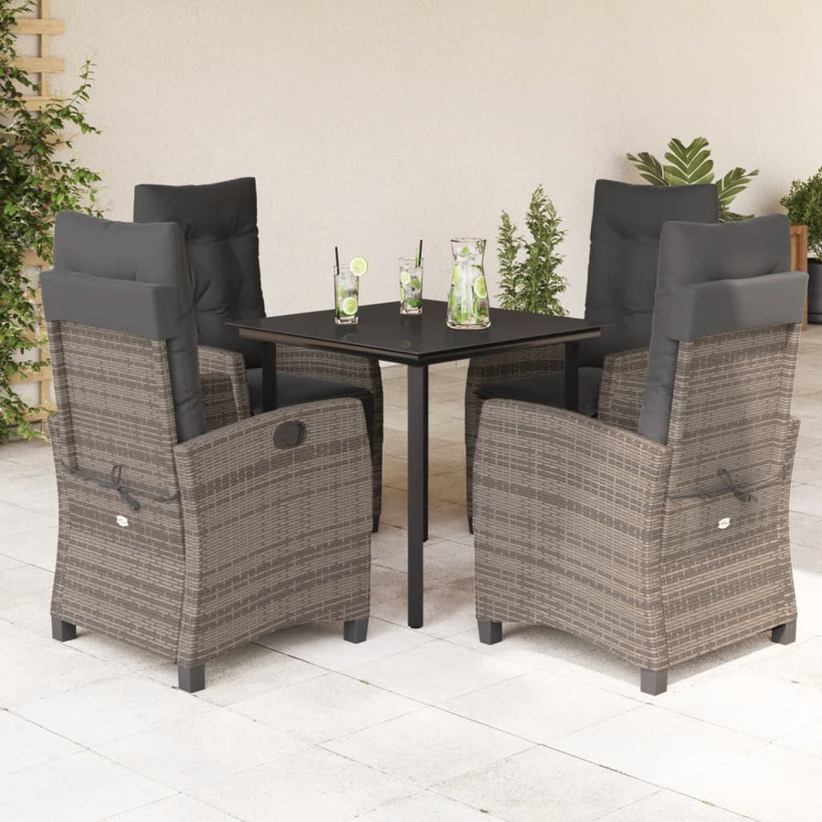 5-Delige Tuinset Met Kussens Poly Rattan Grijs