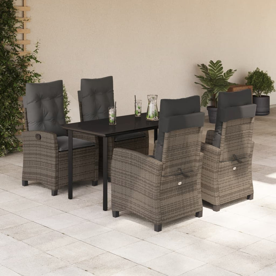 5-Delige Tuinset Met Kussens Poly Rattan Grijs