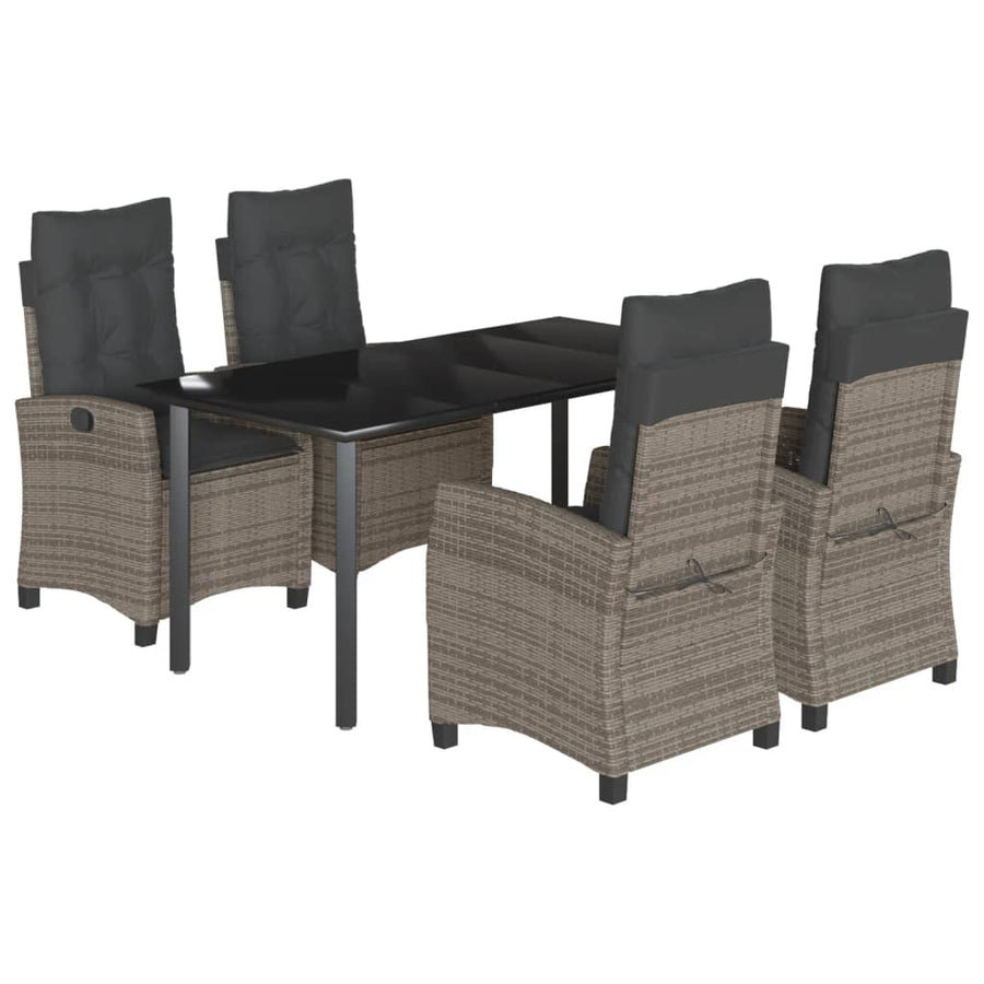 5-Delige Tuinset Met Kussens Poly Rattan Grijs