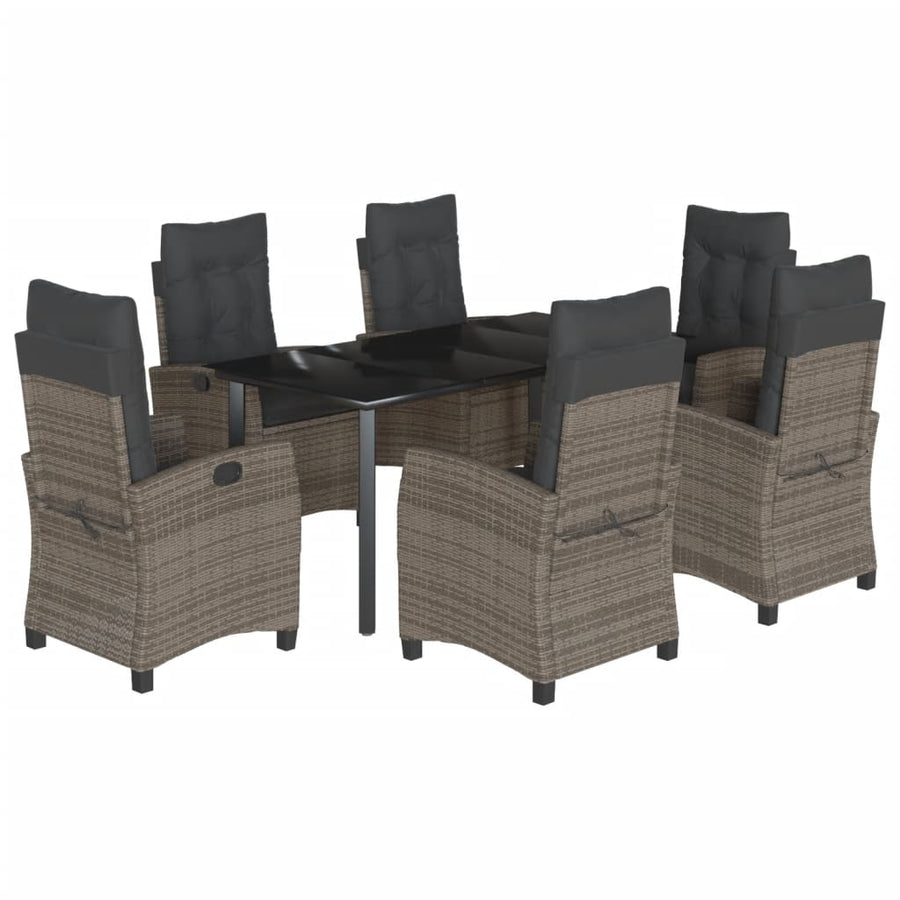 7-Delige Tuinset Met Kussens Poly Rattan Grijs
