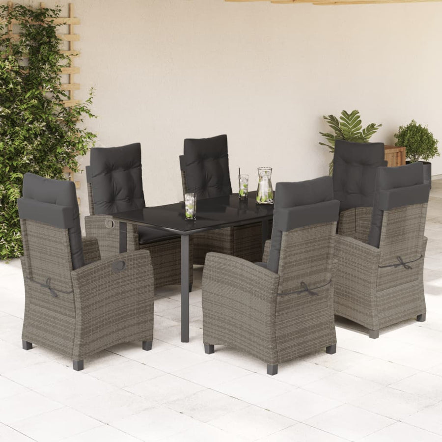 7-Delige Tuinset Met Kussens Poly Rattan Grijs
