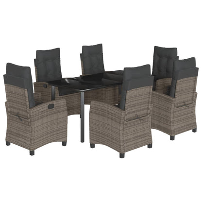 7-Delige Tuinset Met Kussens Poly Rattan Grijs