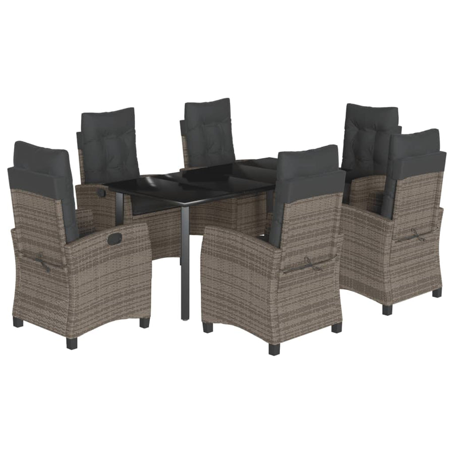 7-Delige Tuinset Met Kussens Poly Rattan Grijs