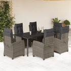 7-Piece Garden Set with Cushions Poly Rattan Grey