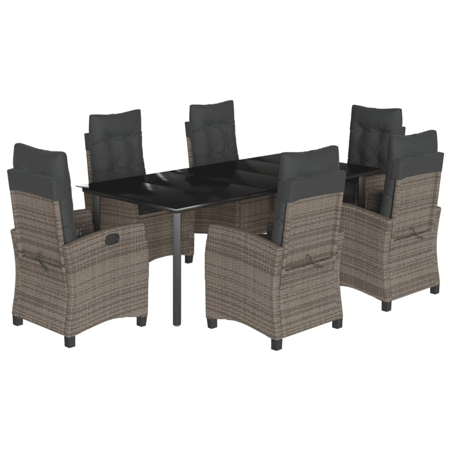 7-Delige Tuinset Met Kussens Poly Rattan Grijs 6 200 cm tafellengte