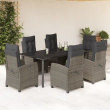 7-Delige Tuinset Met Kussens Poly Rattan Grijs 6 200 cm tafellengte