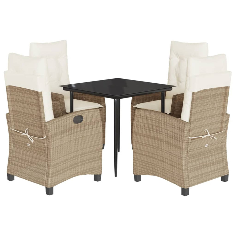 5-Delige Tuinset Met Kussens Poly Rattan Beige