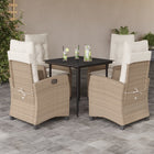 5-piece Garden Set with Cushions, Poly Rattan, Beige