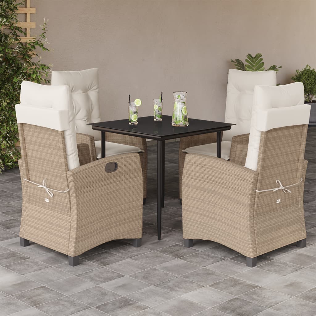 5-Delige Tuinset Met Kussens Poly Rattan Beige