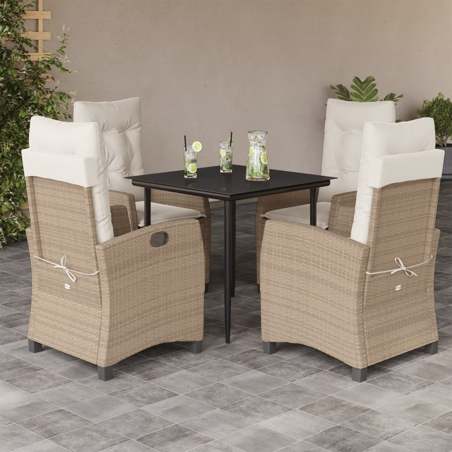 5-Delige Tuinset Met Kussens Poly Rattan Beige