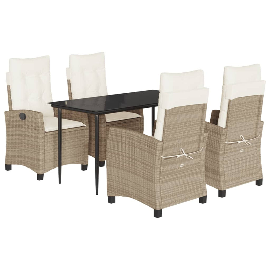 5-Delige Tuinset Met Kussens Poly Rattan Beige