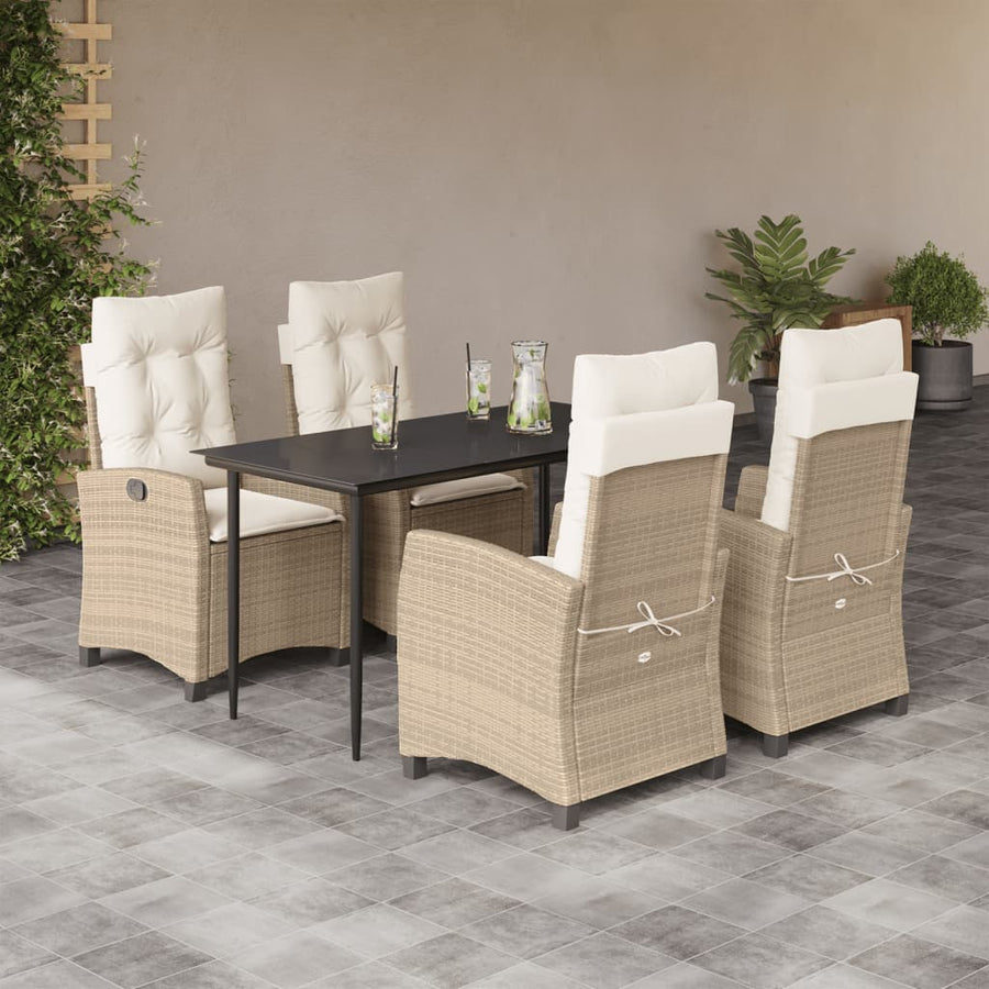 5-Delige Tuinset Met Kussens Poly Rattan Beige