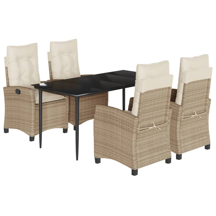 5-Delige Tuinset Met Kussens Poly Rattan Beige