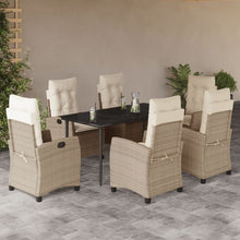 7-Delige Tuinset Met Kussens Poly Rattan Beige
