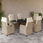 Tuinset 7-delig poly rattan beige met kussens