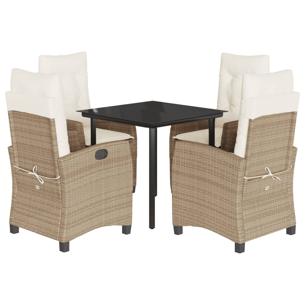 5-Delige Tuinset Met Kussens Poly Rattan Beige