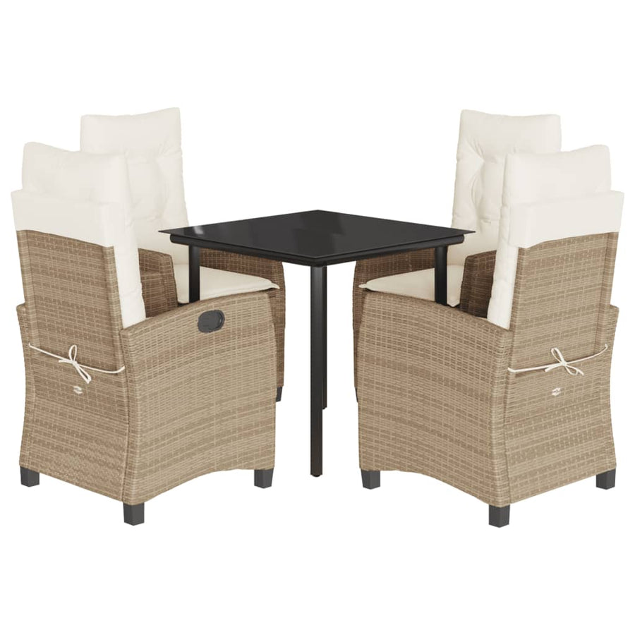 5-Delige Tuinset Met Kussens Poly Rattan Beige