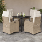 5-piece Garden Set with Cushions, Poly Rattan, Beige