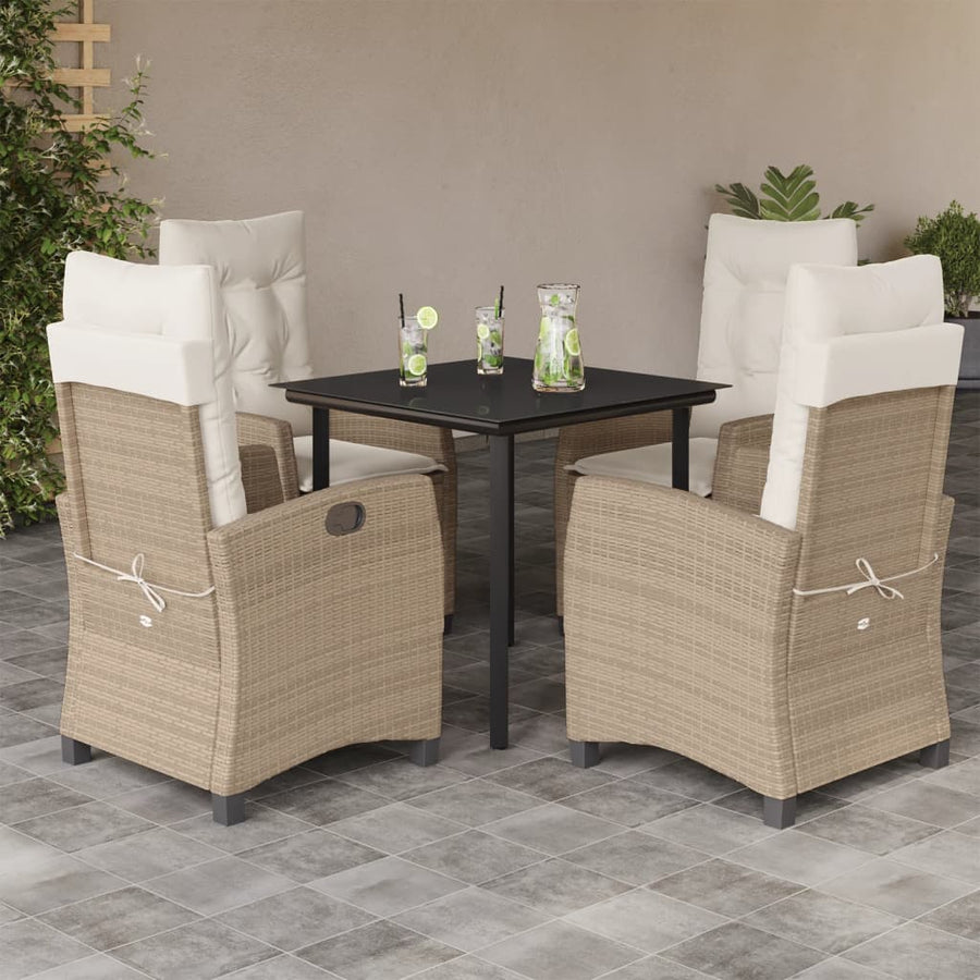 5-Delige Tuinset Met Kussens Poly Rattan Beige