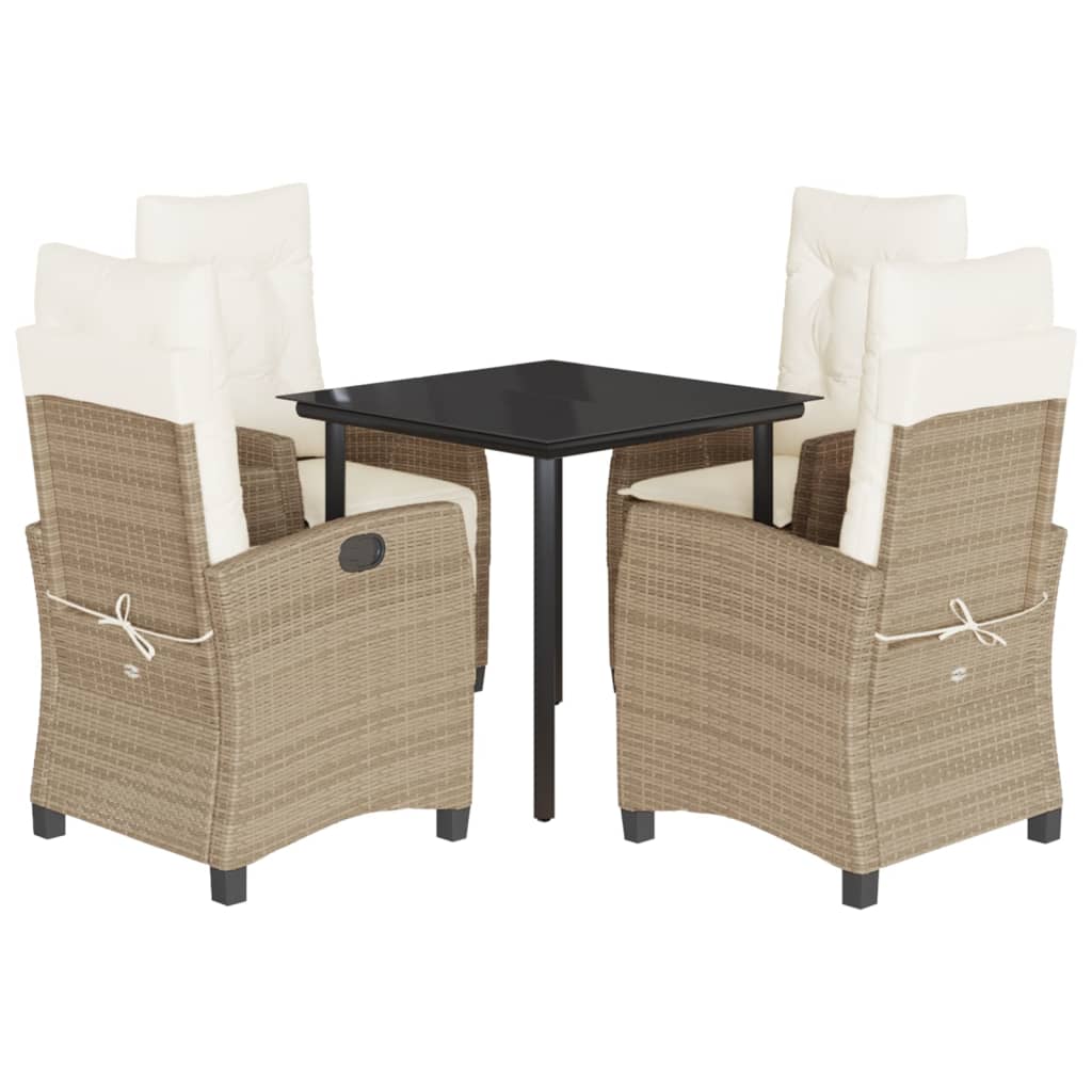 5-delige Tuinset met kussens poly rattan beige
