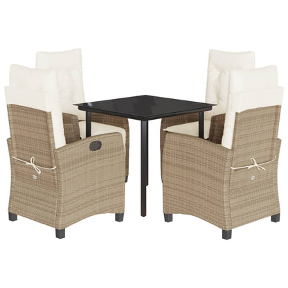 5-delige Tuinset met kussens poly rattan beige