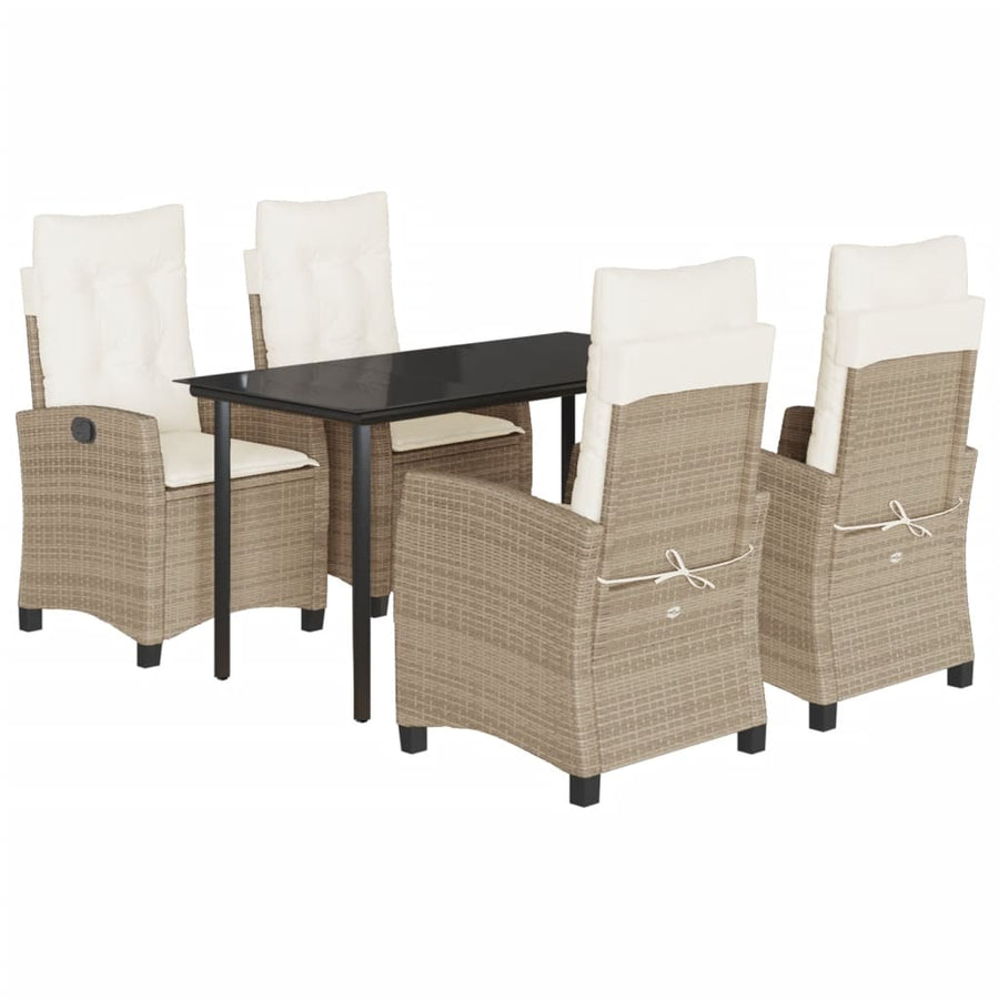 5-Delige Tuinset Met Kussens Poly Rattan Beige