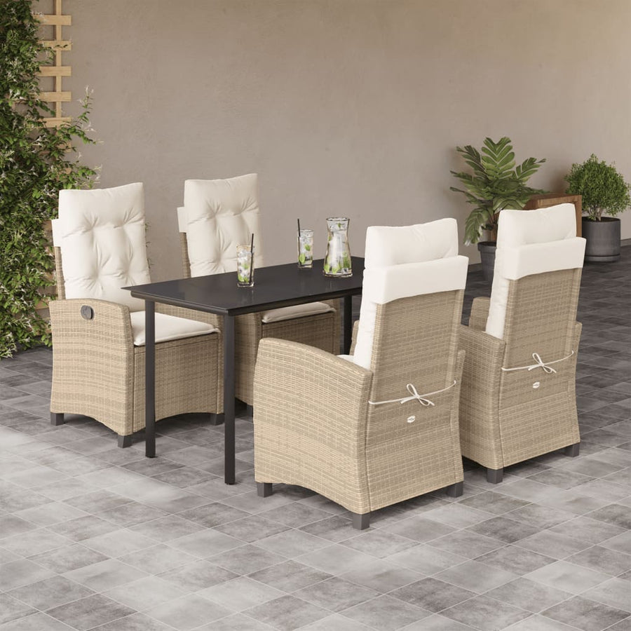 5-Delige Tuinset Met Kussens Poly Rattan Beige