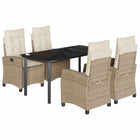5-piece Garden Set with Cushions, Poly Rattan, Beige