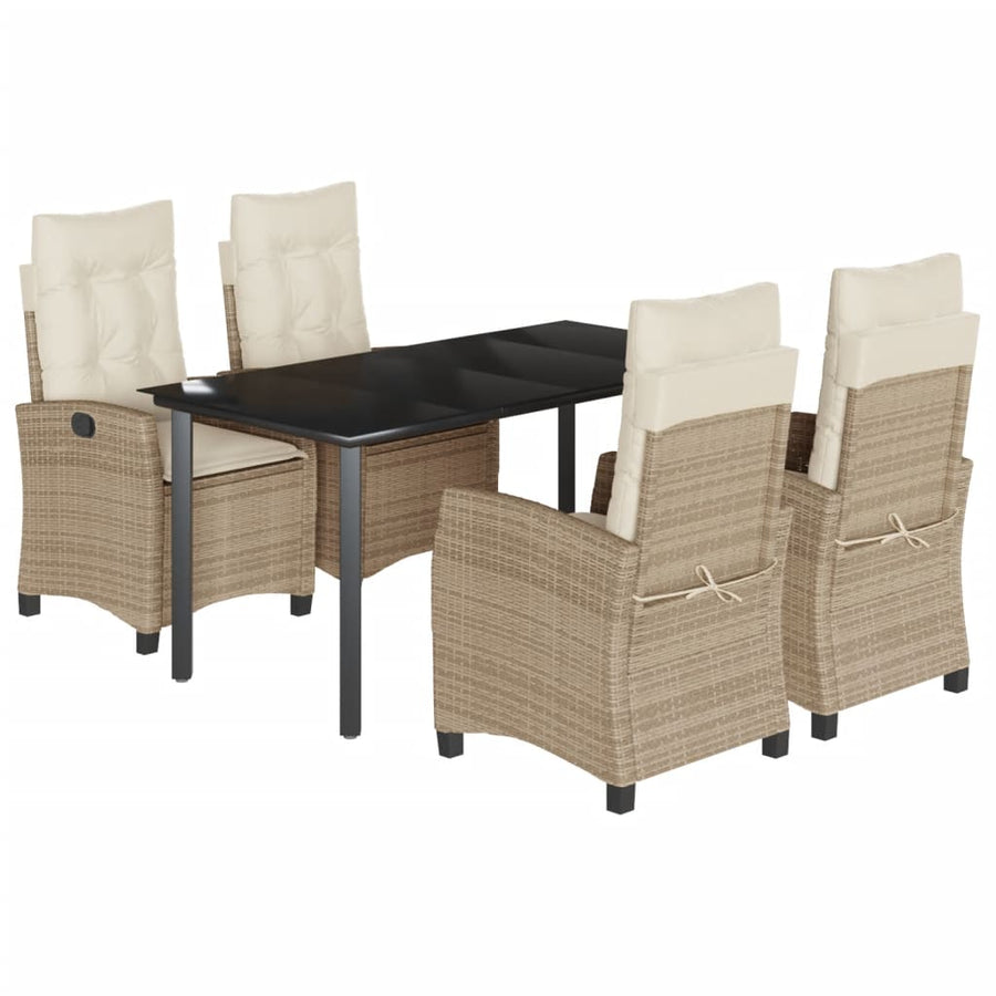 5-Delige Tuinset Met Kussens Poly Rattan Beige