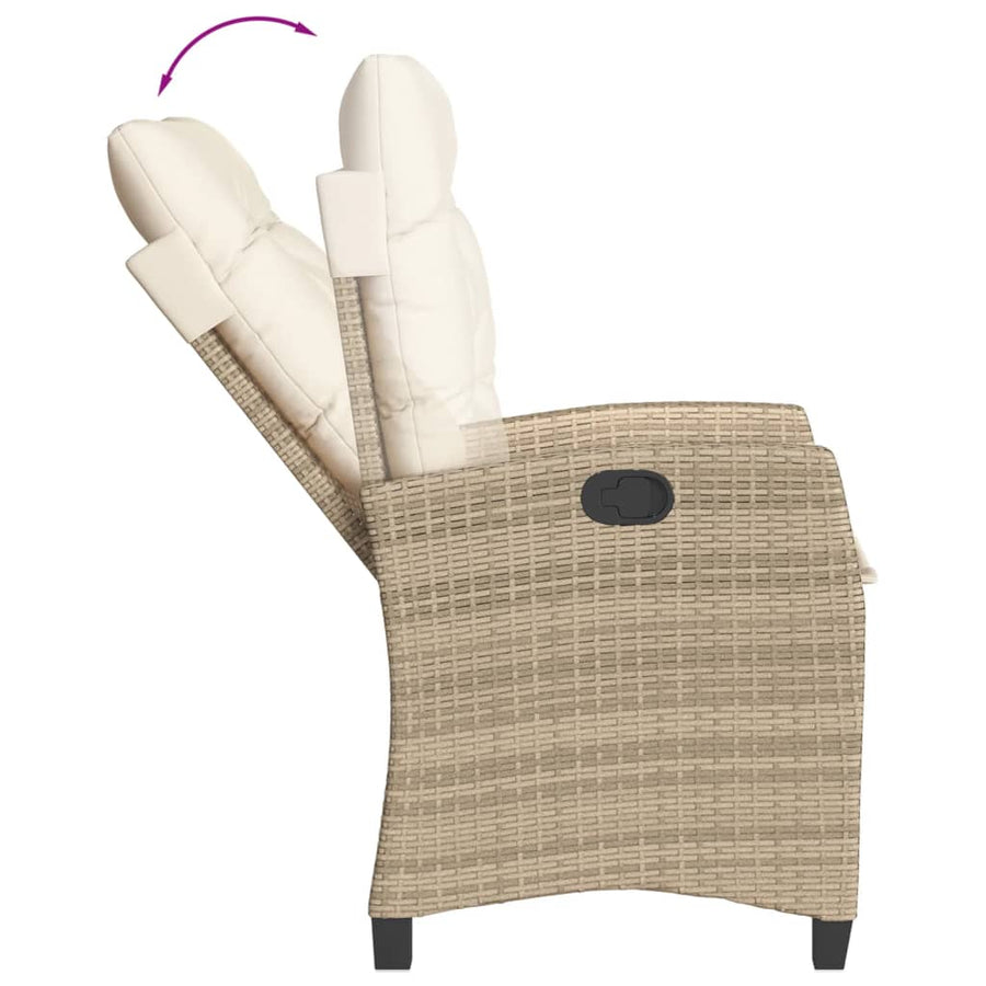 7-Delige Tuinset Met Kussens Poly Rattan Beige 6 200 cm tafellengte