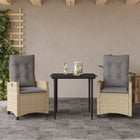 3-Delige Tuinset Met Kussens Poly Rattan Gemengd Beige