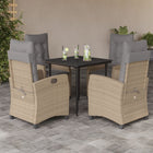 5-piece Garden Set with Cushions Poly Rattan Mixed Beige