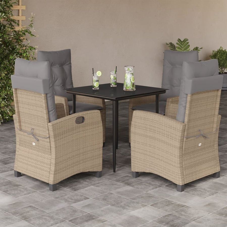 5-Delige Tuinset Met Kussens Poly Rattan Gemengd Beige