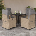 5-piece Garden Set with Cushions Poly Rattan Mixed Beige