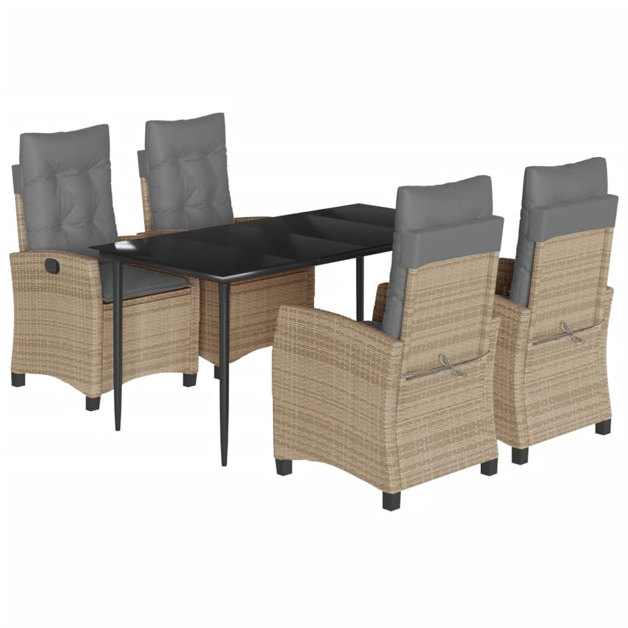 5-Delige Tuinset Met Kussens Poly Rattan Gemengd Beige