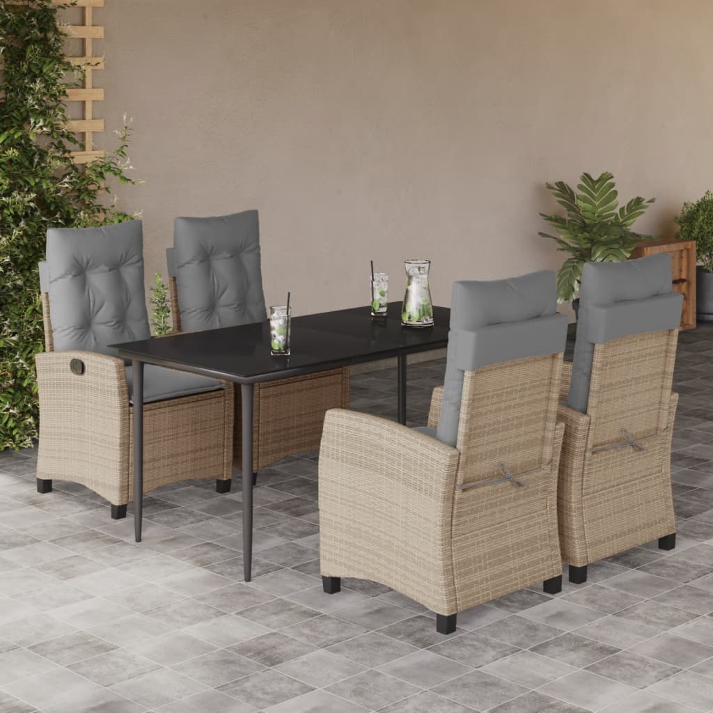 5-Delige Tuinset Met Kussens Poly Rattan Gemengd Beige