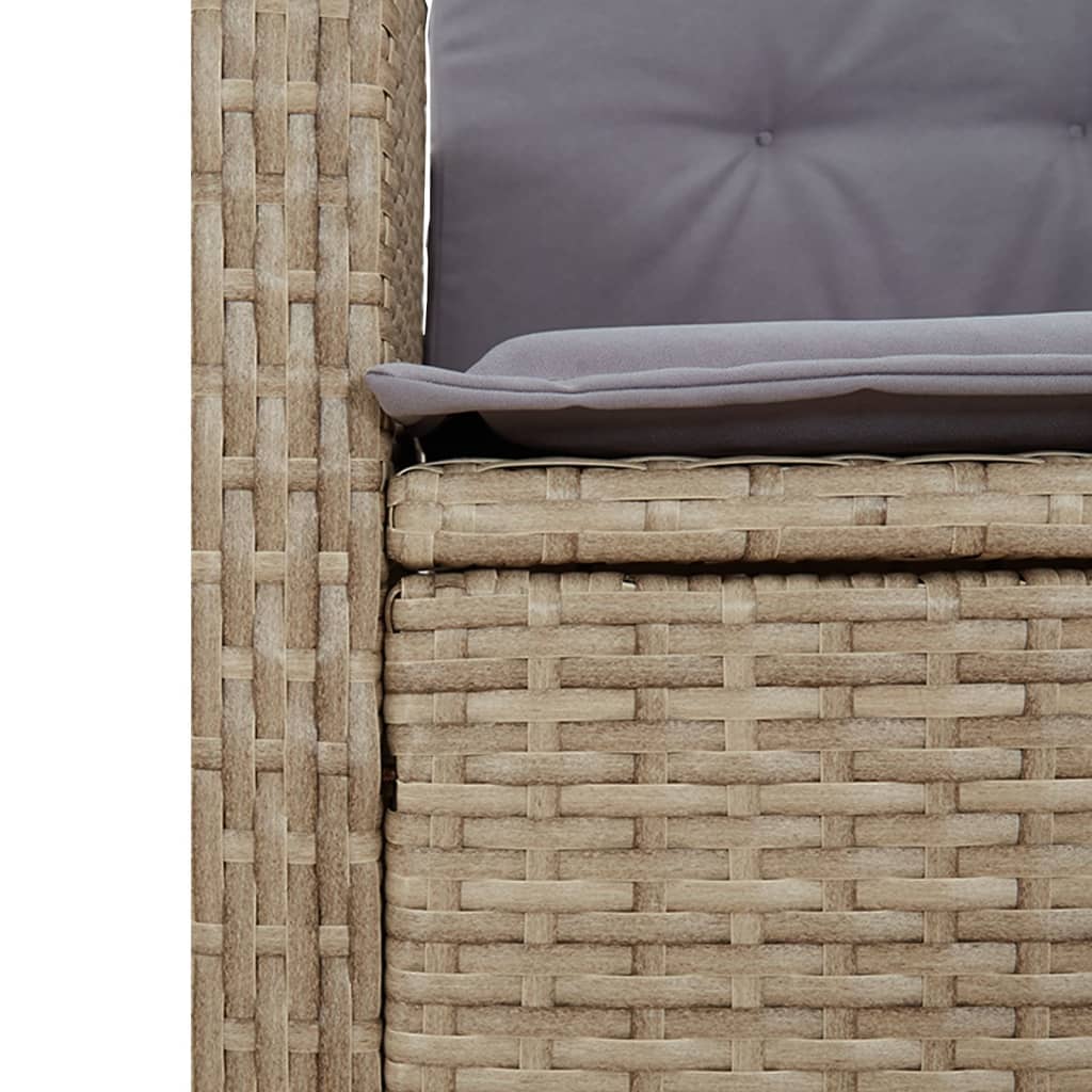 7-Delige Tuinset Met Kussens Poly Rattan Gemengd Beige