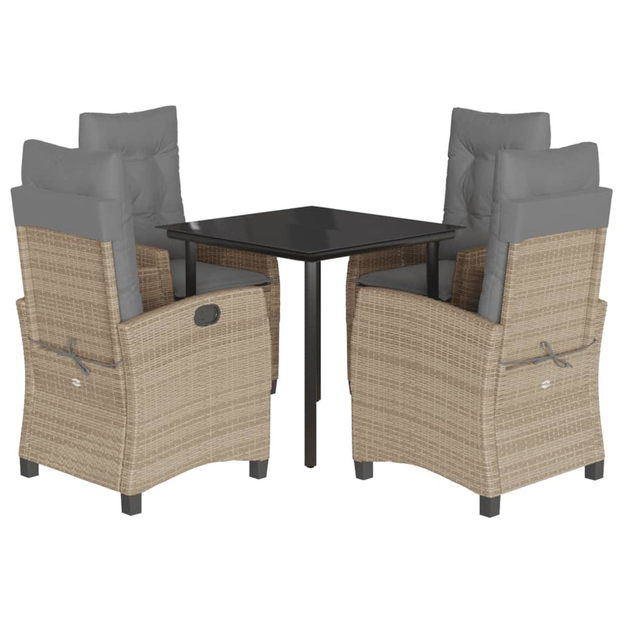 5-Delige Tuinset Met Kussens Poly Rattan Gemengd Beige