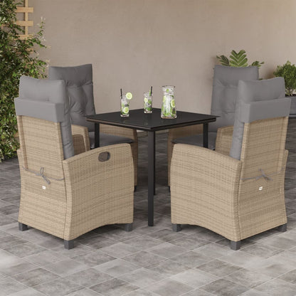 5-Delige Tuinset Met Kussens Poly Rattan Gemengd Beige