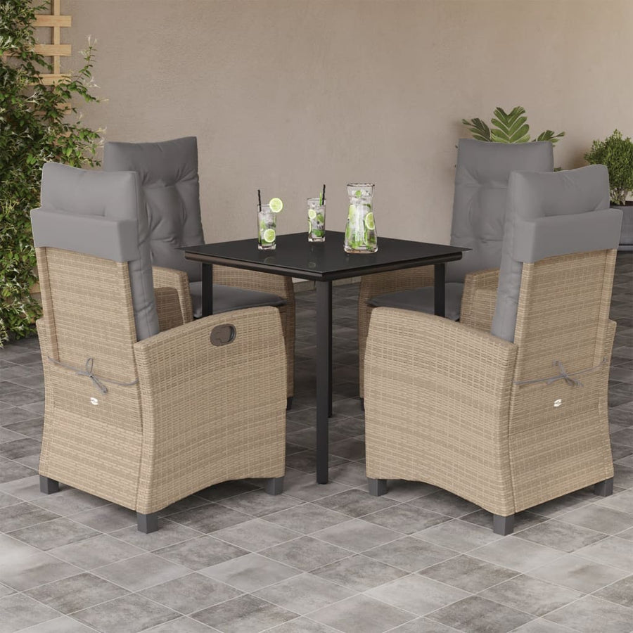 5-Delige Tuinset Met Kussens Poly Rattan Gemengd Beige