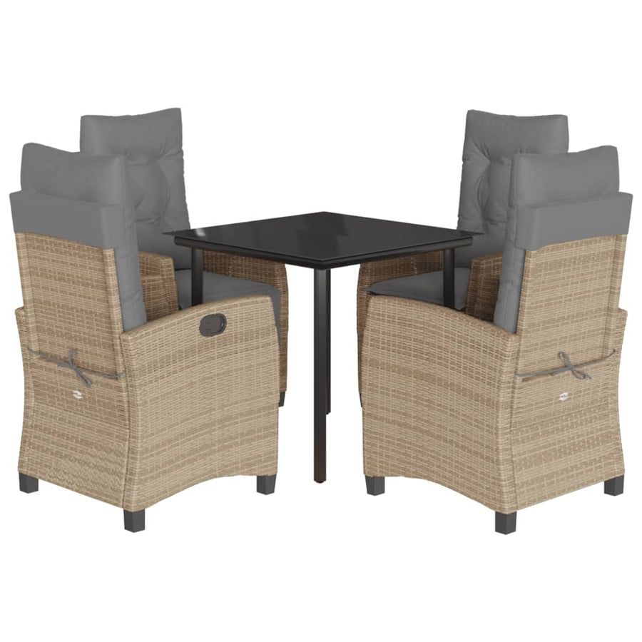 5-Delige Tuinset Met Kussens Poly Rattan Gemengd Beige 4 80 cm tafellengte