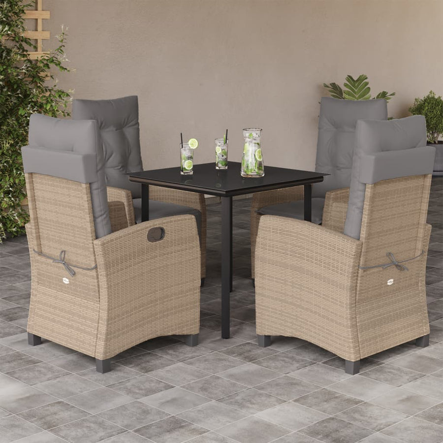 5-Delige Tuinset Met Kussens Poly Rattan Gemengd Beige 4 80 cm tafellengte